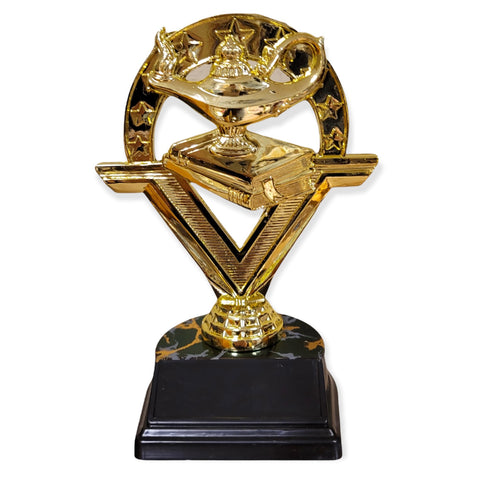 gold lamp of knowledge trophy with free engraved plate