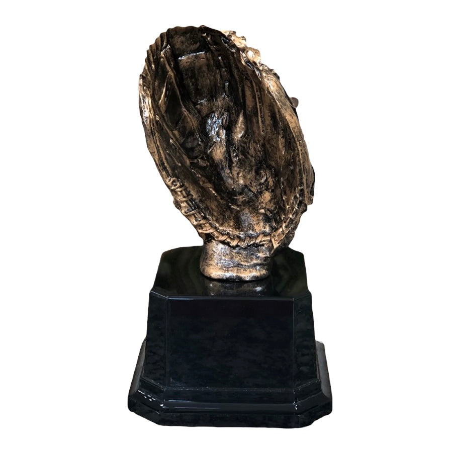 large bronze baseball glove trophy