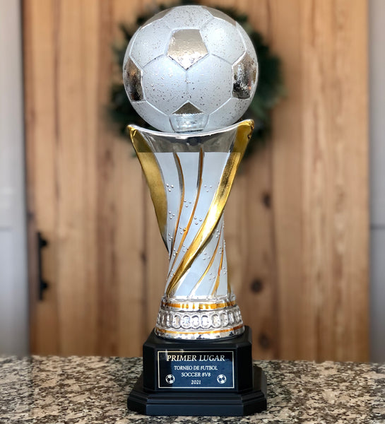 Soccer Trophy - Silver Ceramic