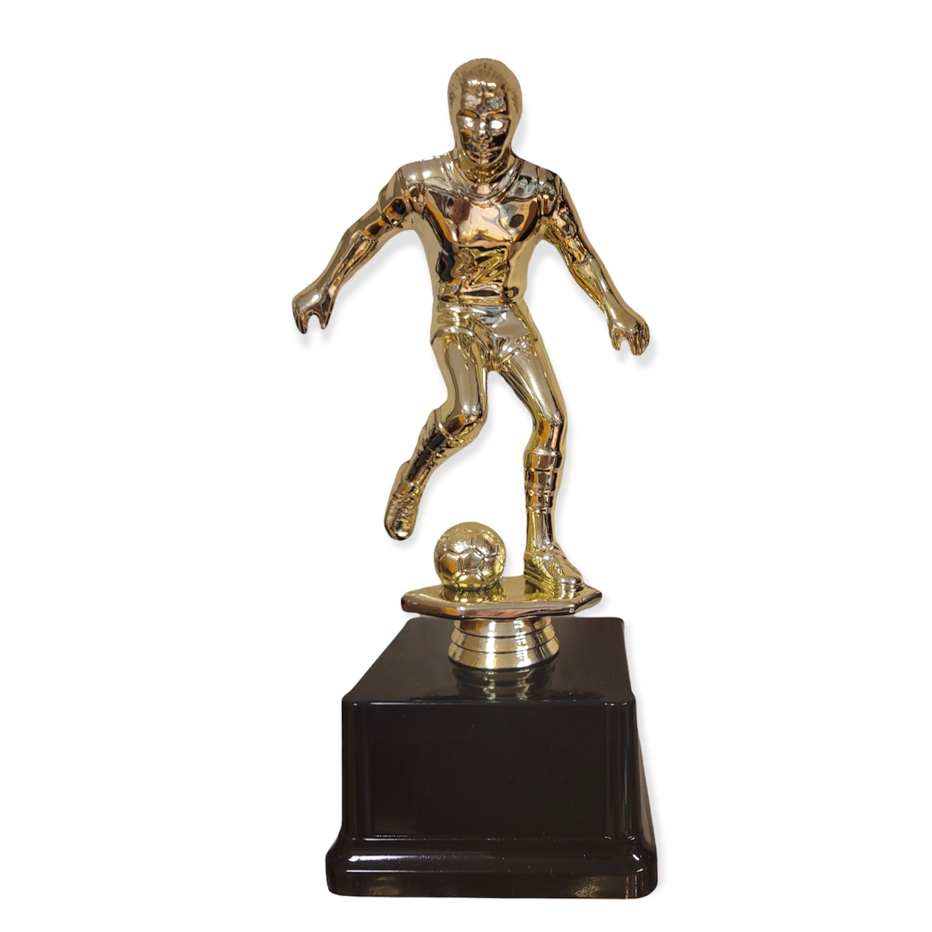 large male soccer trophy with free engraved plate