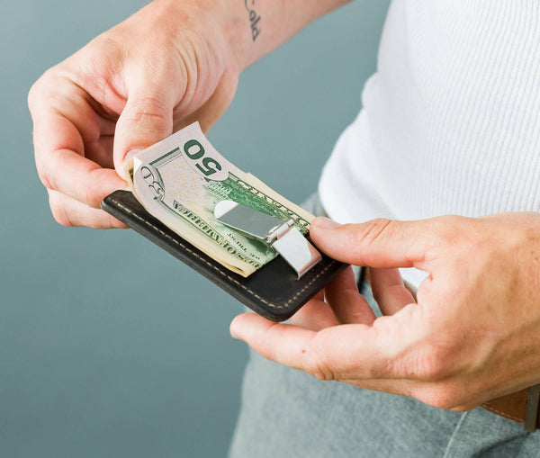 Genuine Leather Money Clip/Card Holder
