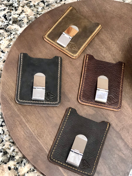 Genuine Leather Money Clip/Card Holder