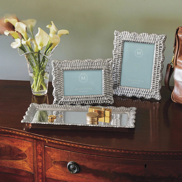 Mariposa Wicker Border Rectangular Tray