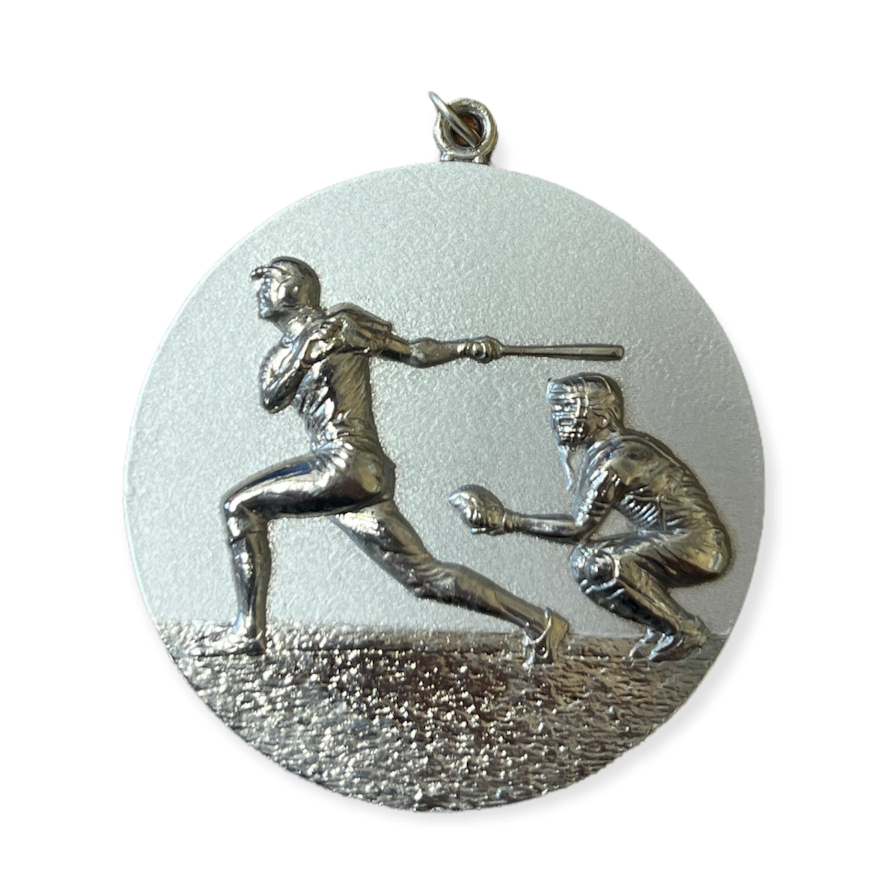 silver baseball medallion
