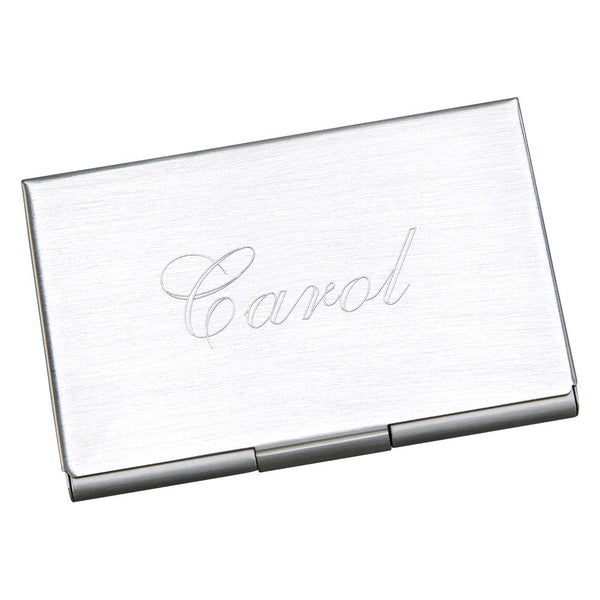 engraved silver business card holder