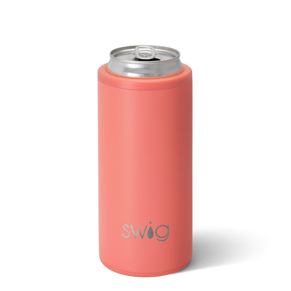 Swig Matte Coral 12 oz Skinny Can Cooler