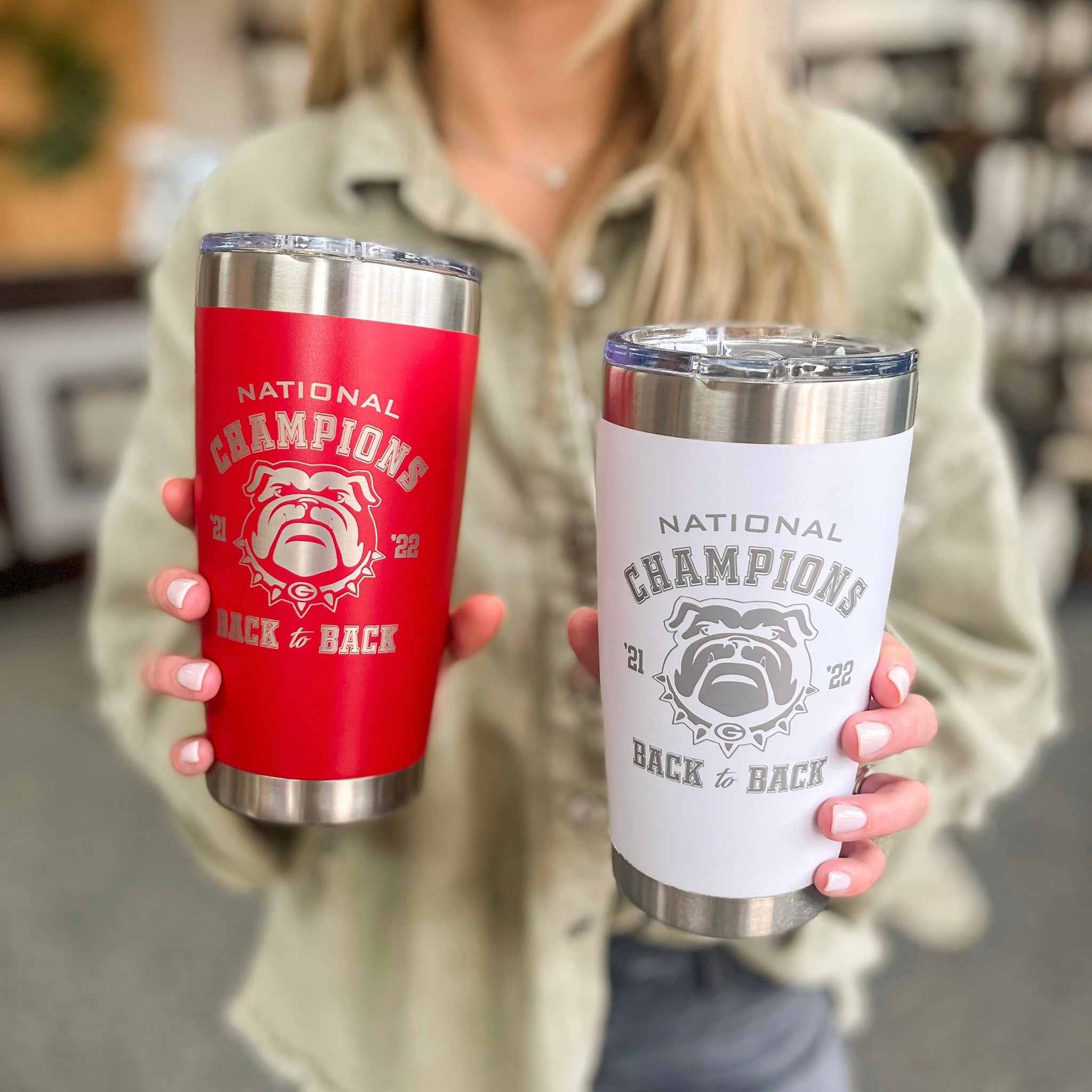 20oz Georgia Bulldogs Back to Back National Champions Tumbler