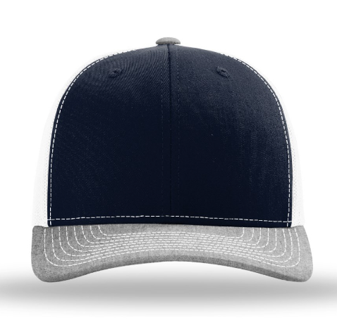 navy/white/heather grey richardson 112 trucker hat