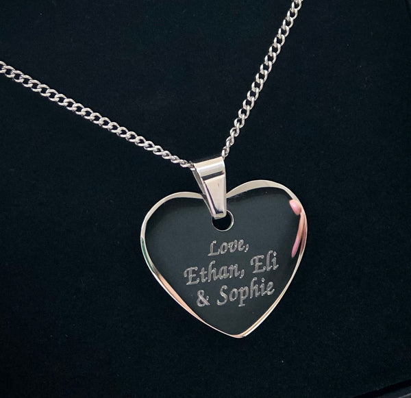 Personalized Silver Heart Pendant Necklace