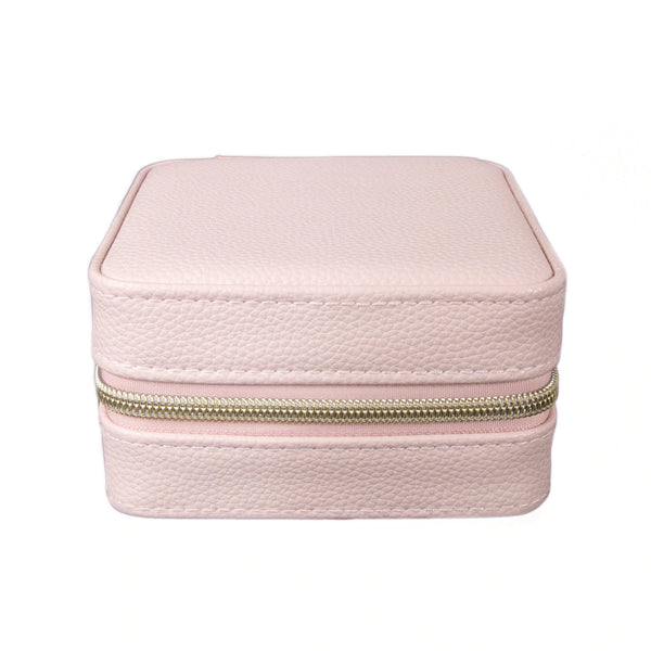 pink vegan leather travel jewelry organizer