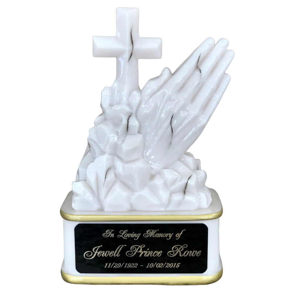 Custom Engraved White Praying Hands Trophy