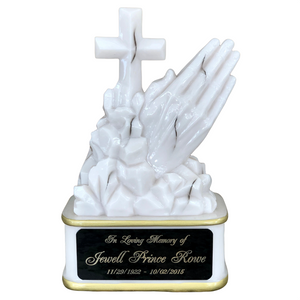 Custom Engraved White Praying Hands Trophy