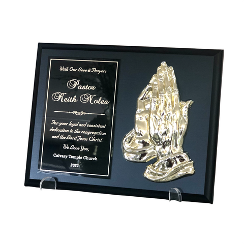 praying hands pastor plaque