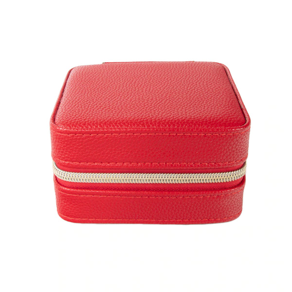 pink vegan leather travel jewelry box with tassel
