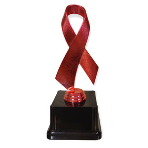 red ribbon trophy with free engraved plate