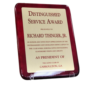 rosewood plaque with rounded corners engraved