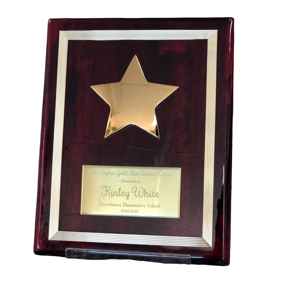 gold star rosewood plaque