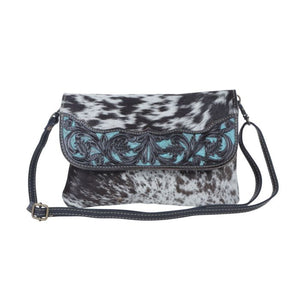 Myra Bag - Blue Crescent Hand-Tooled Bag