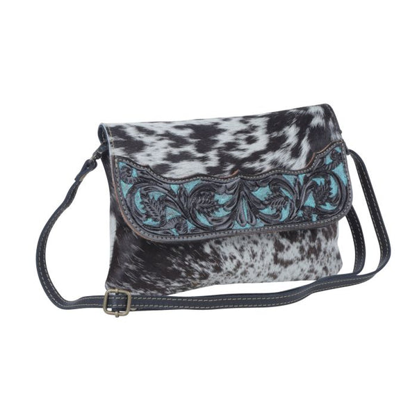Myra Bag - Blue Crescent Hand-Tooled Bag