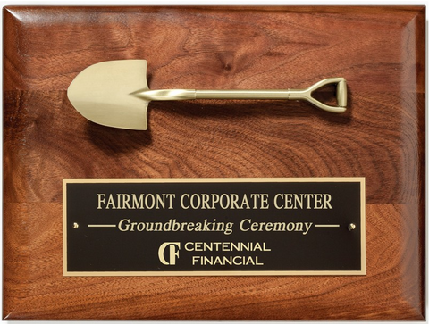 shovel ground breaking plaque