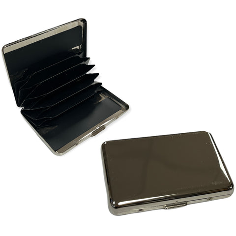 silver accordion card holder engraved