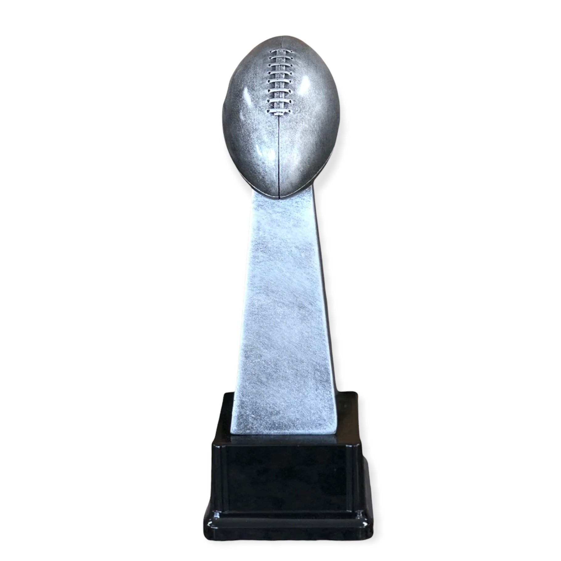 large silver football trophy with free engraved plate