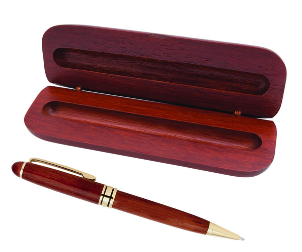 Personalized rosewood pen and case.