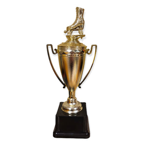 shiny gold roller skating trophy with free engraved plate