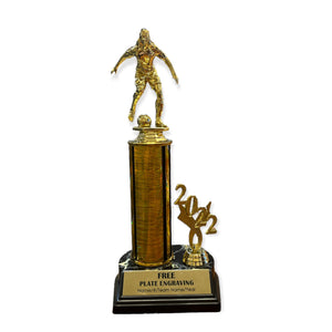 soccer trophy with free engraved plate and date figure