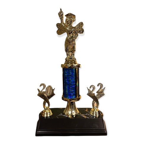 gold spelling bee trophy with free engraved plate