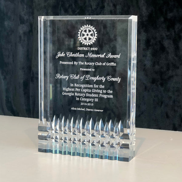 Rectangle engraved acrylic award.