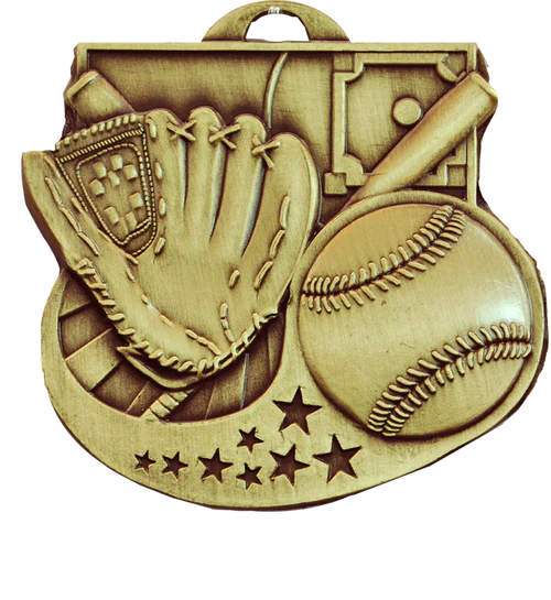 gold star blast baseball medal