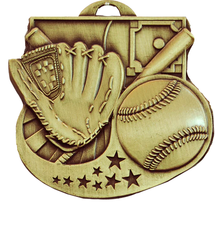 gold star blast baseball medal