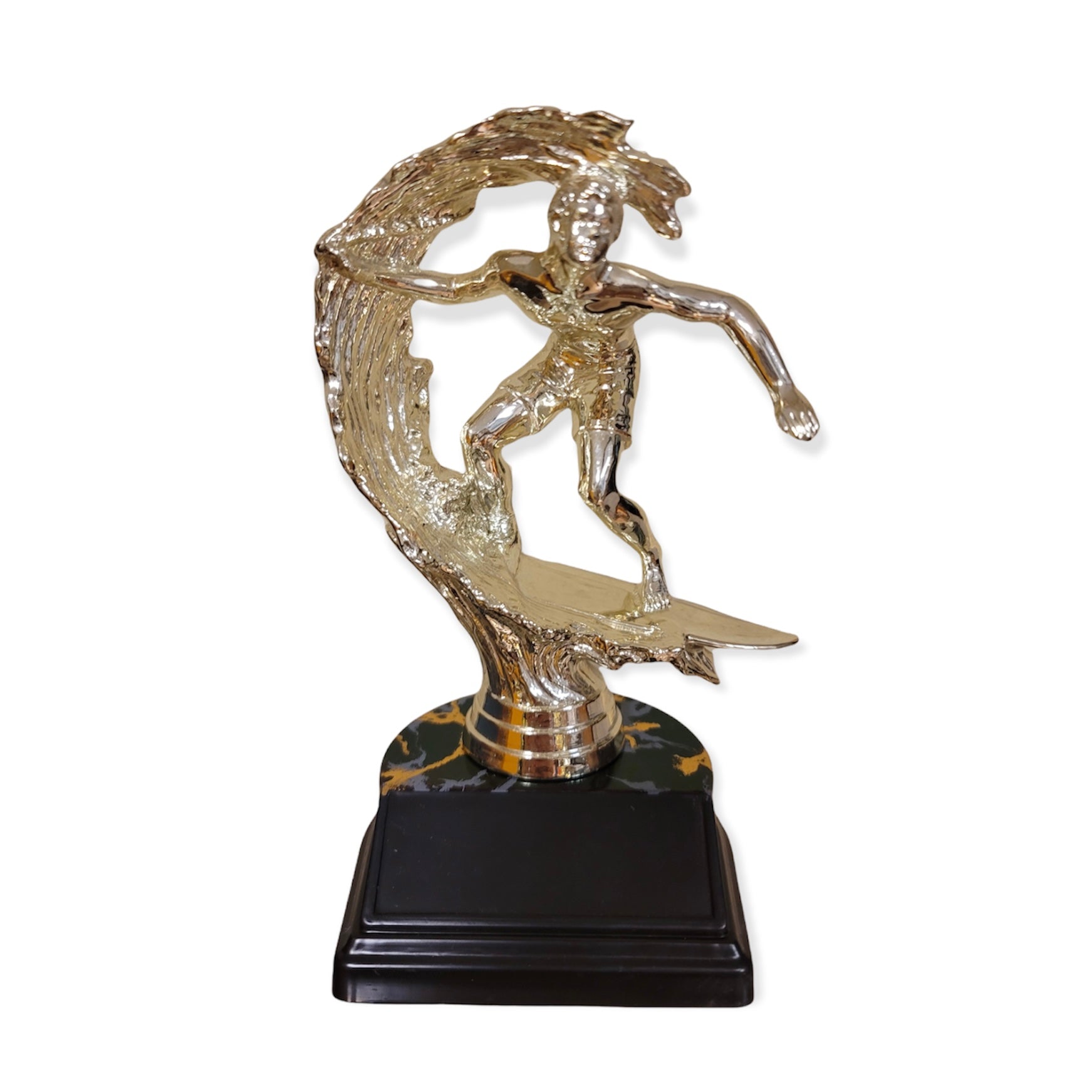 gold surfing trophy with free engraved plate