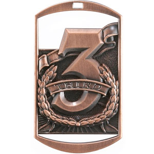 third place dog tag medallion with free neck ribbon