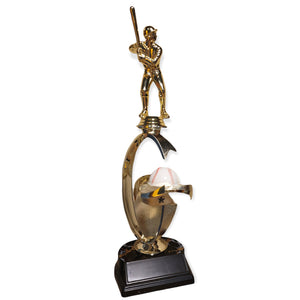 twirling baseball trophy