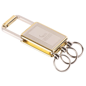 Personalized silver and gold valet keychain.