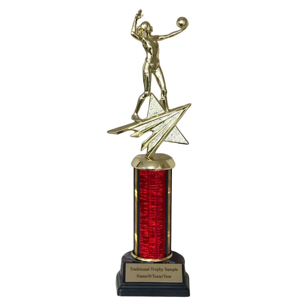 Volleyball Figure Trophy on colored column trophy