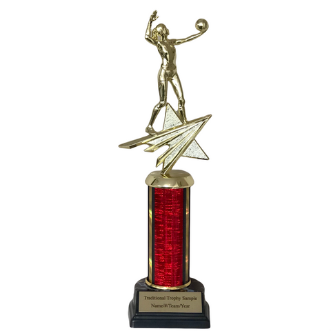 Volleyball Figure Trophy on colored column trophy