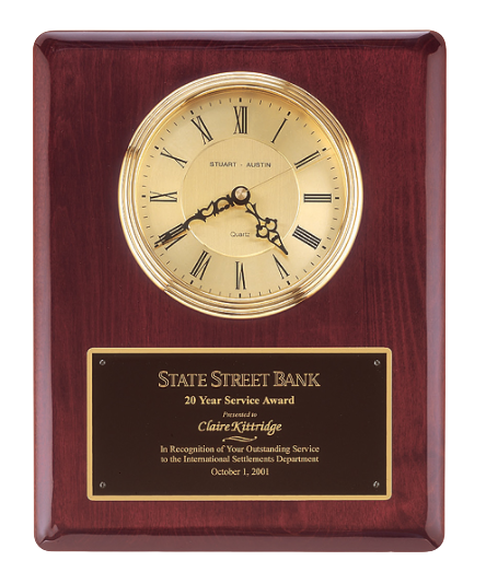 rosewood piano finish wall plaque clock