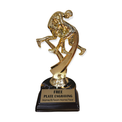 wrestling trophy with free engraved plate
