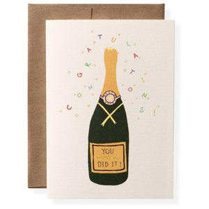 Champagne bottle greeting card